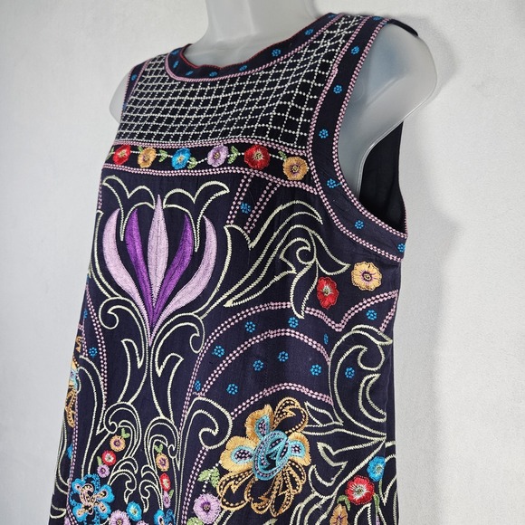 Maeve Anthropologie Shift Dress 8 Kira Floral Embroidered Sleeveless Tunic Lined - Picture 11 of 15